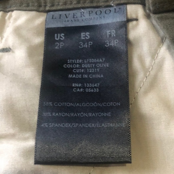 Liverpool Women's Straight Leg Trousers Dusty Olive colors. Sz.2P - Picture 8 of 11